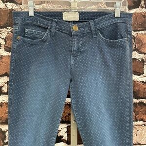 Current Elliot Jeans Blue Polka Dot Denim Skinny Ankle Stileto Size 29
